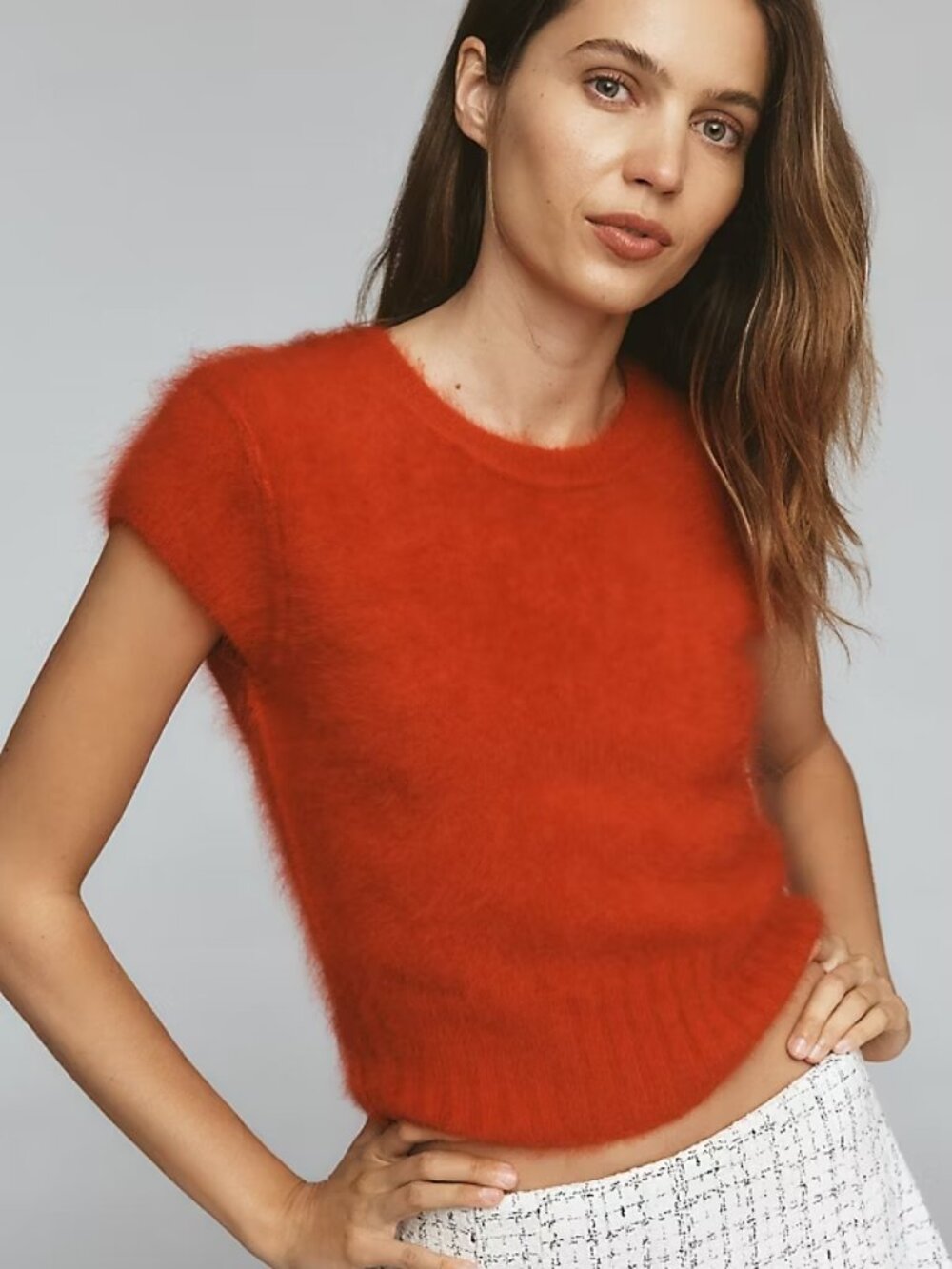 Anthropologie Pilcro Brushed Cashmere Short-Sleeve Sweater XXS 2XS
